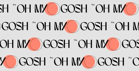 Wzór z powtarzającym się logotypem The Oh My Gosh – identyfikacja wizualna