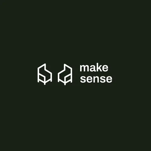 Logo Make Sense na ciemnozielonym tle – miniaturka realizacji w portfolio