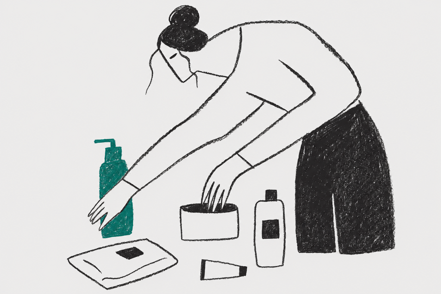 woman arranging product flat lay