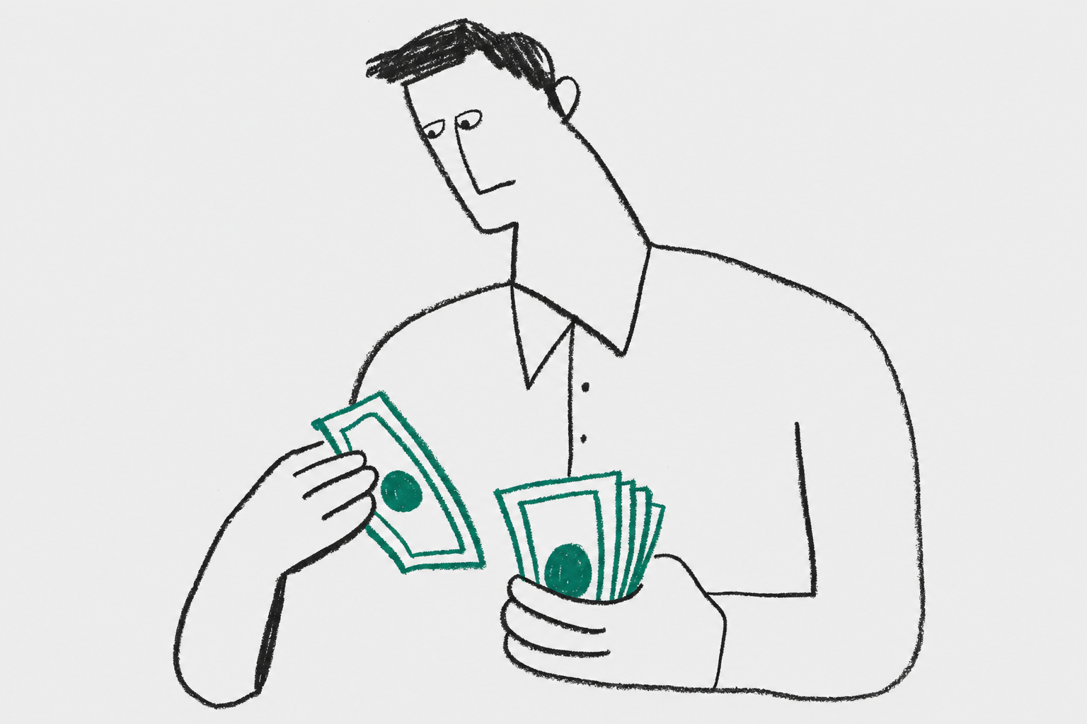 man counting cash bills