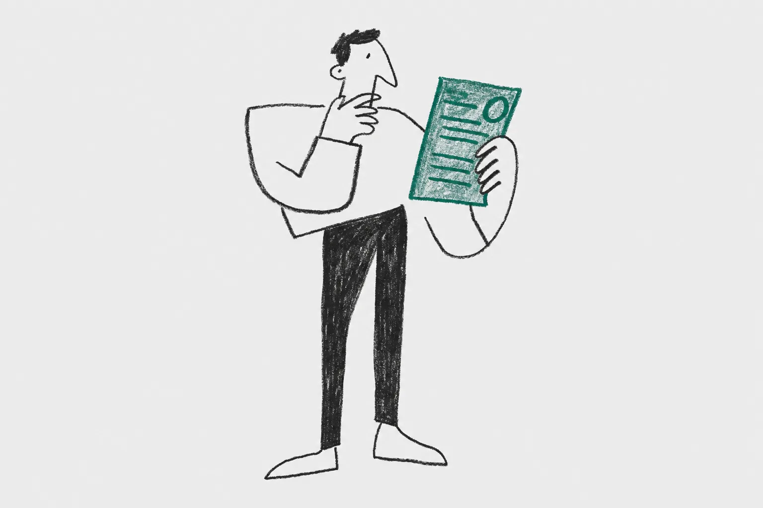 man reading paper review note
