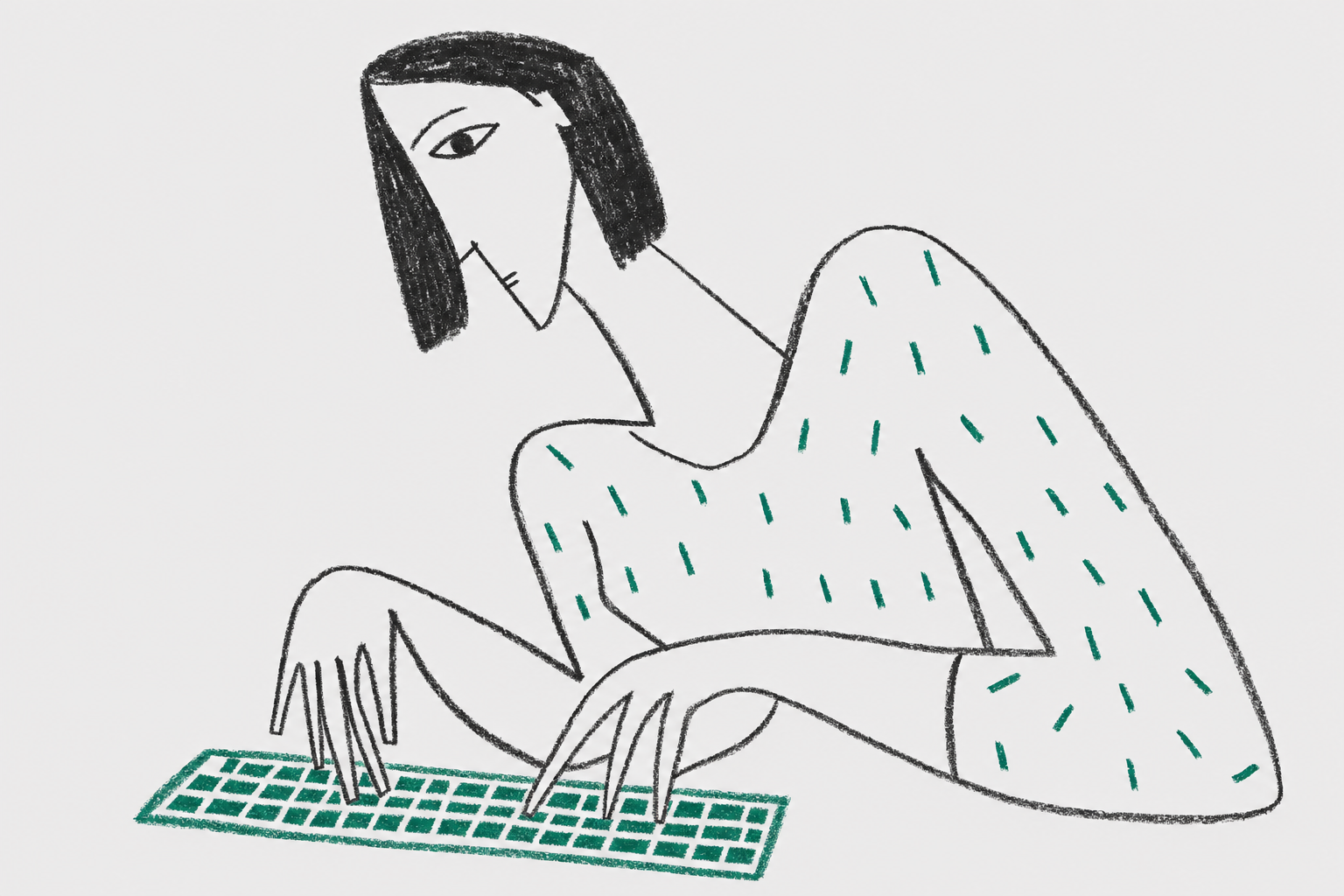 woman typing reply on keyboard