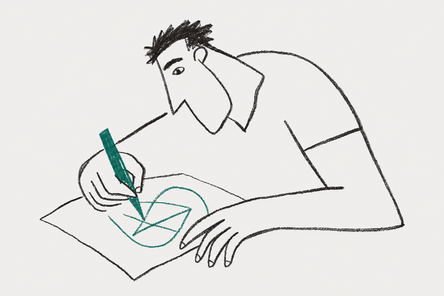 man drawing on paper