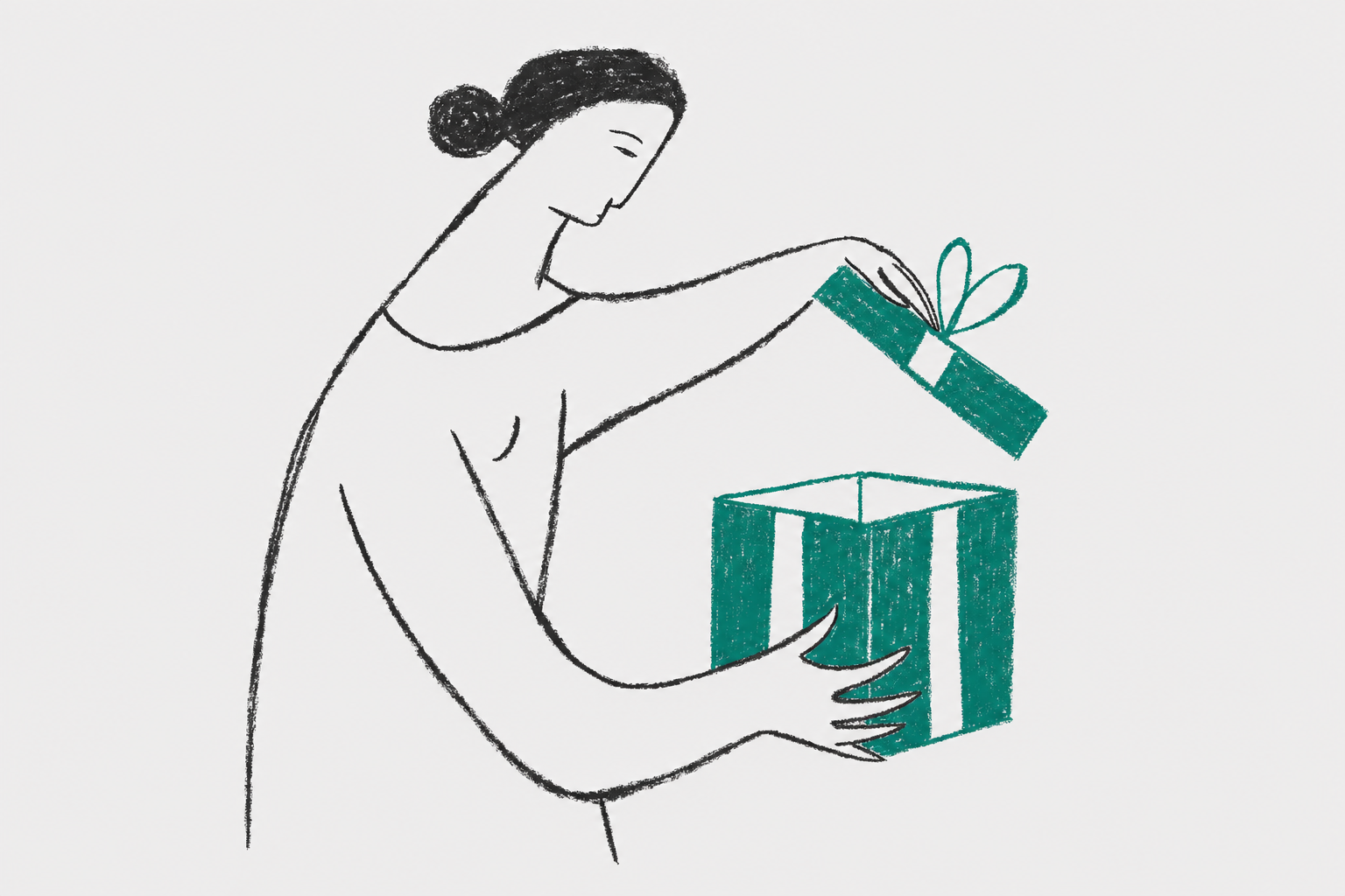 woman opening elegant gift box