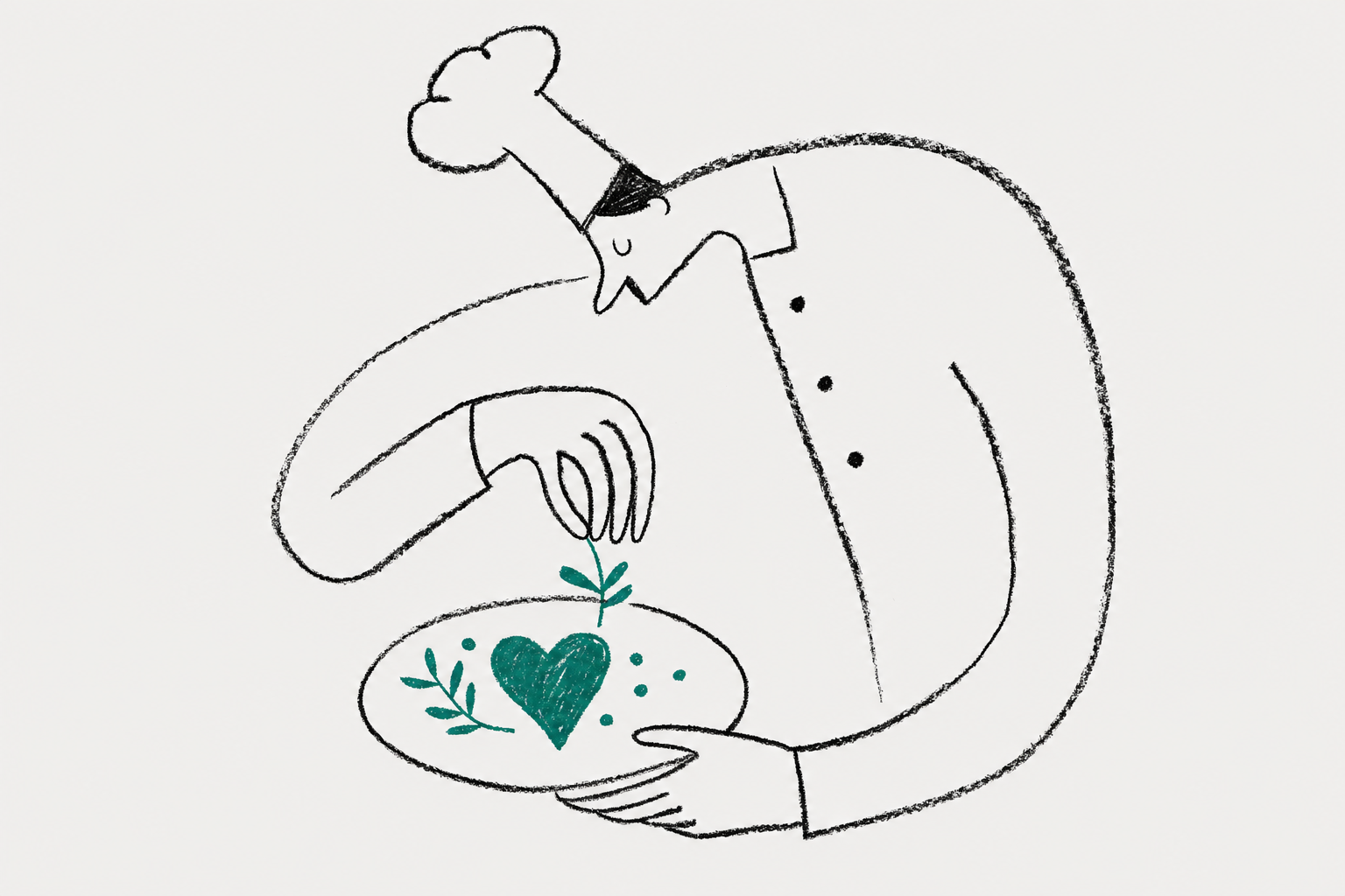 chef decorating romantic dinner plate