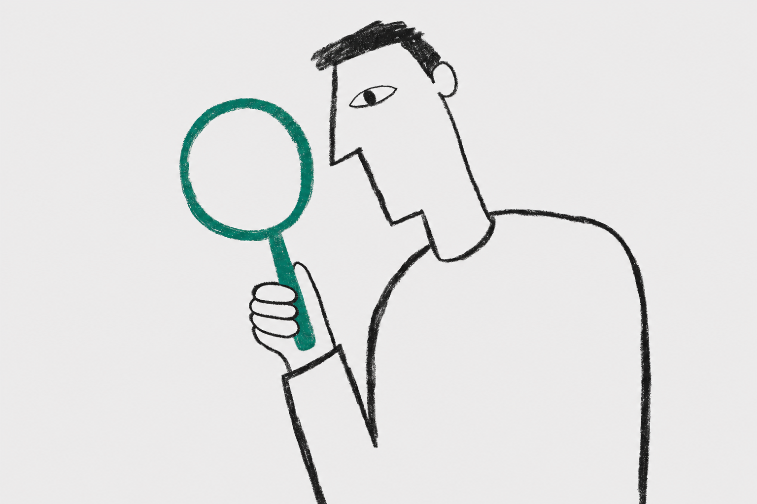 man holding single magnifying glass