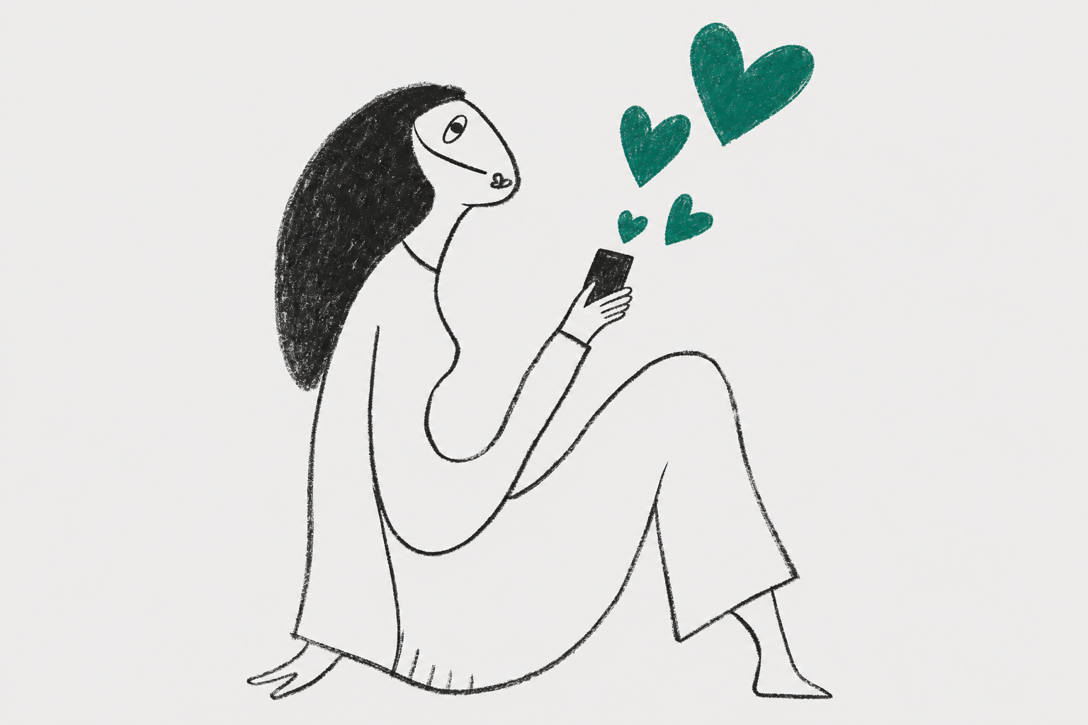 woman sending hearts from phone