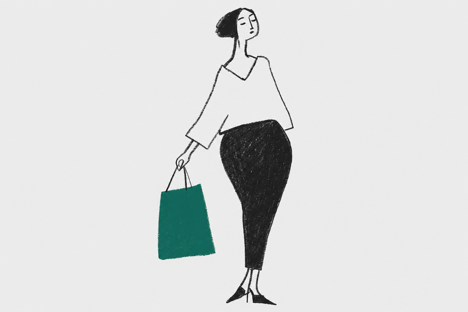 woman holding single shopping bag