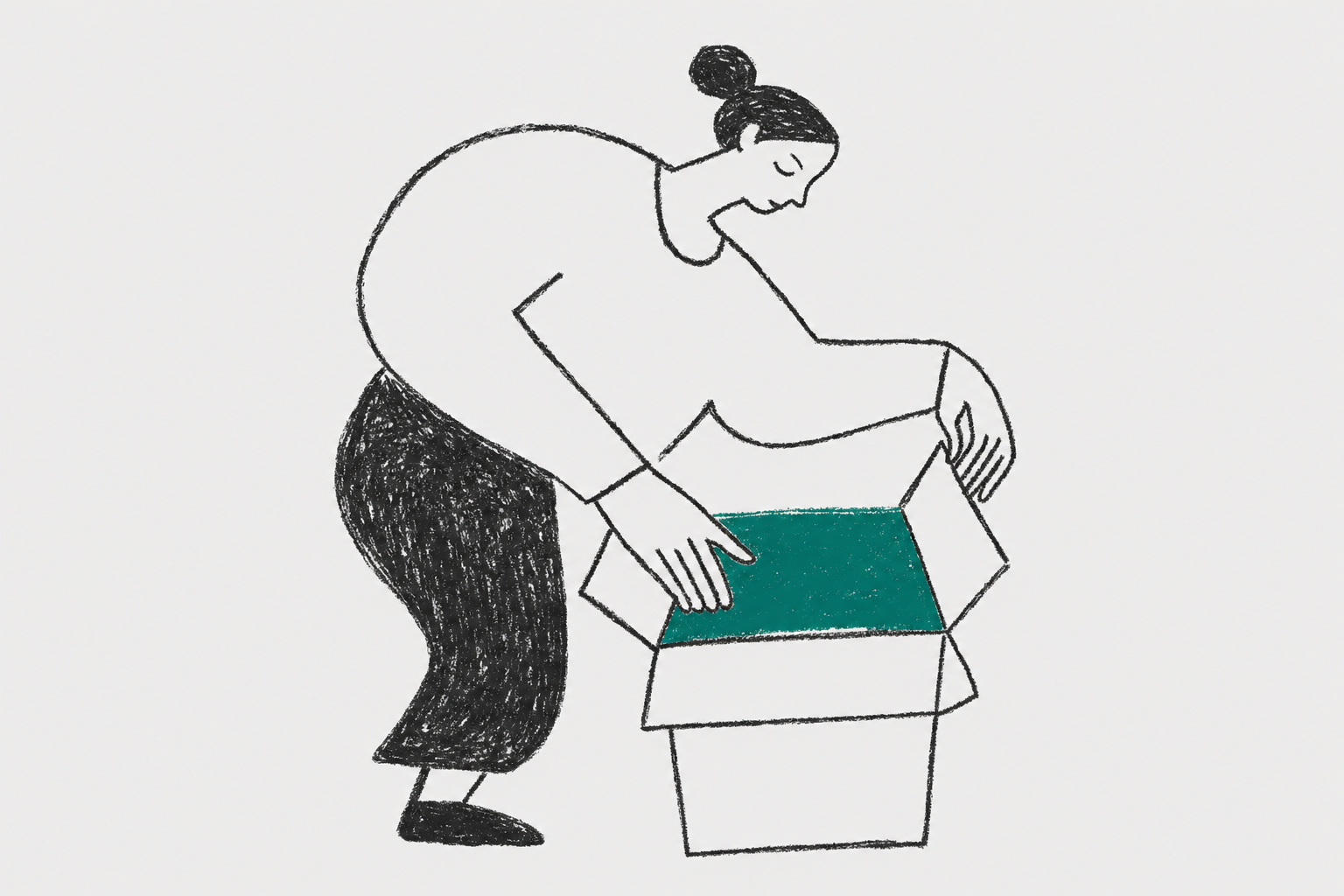 woman opening cardboard box