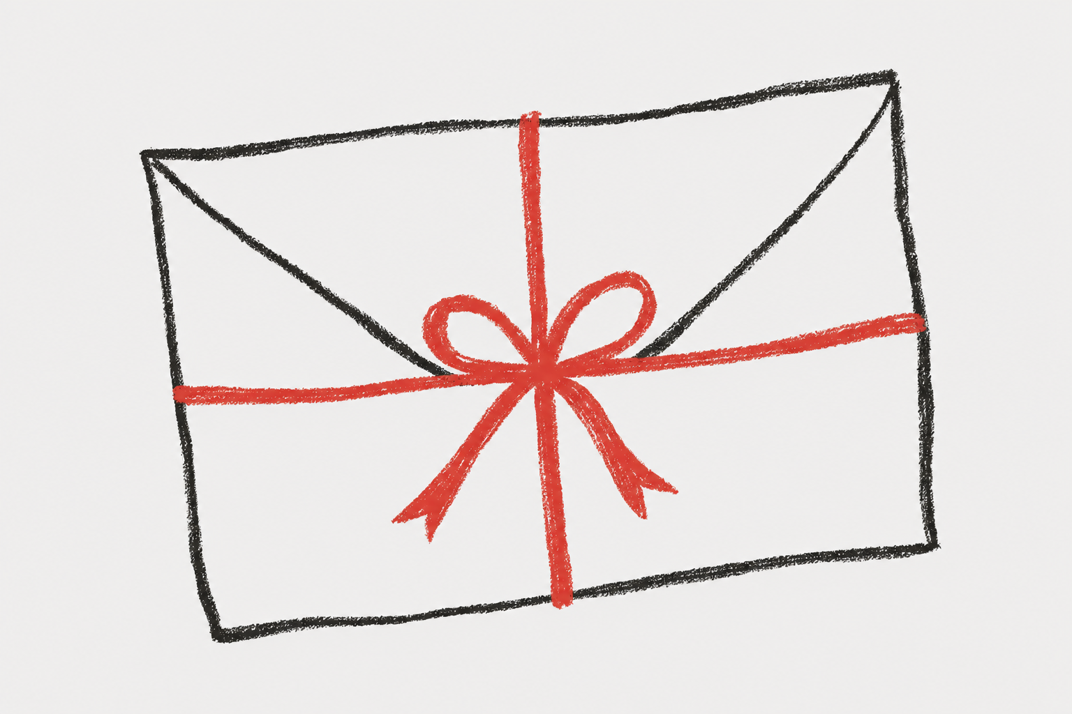single closed envelope with red ribbon