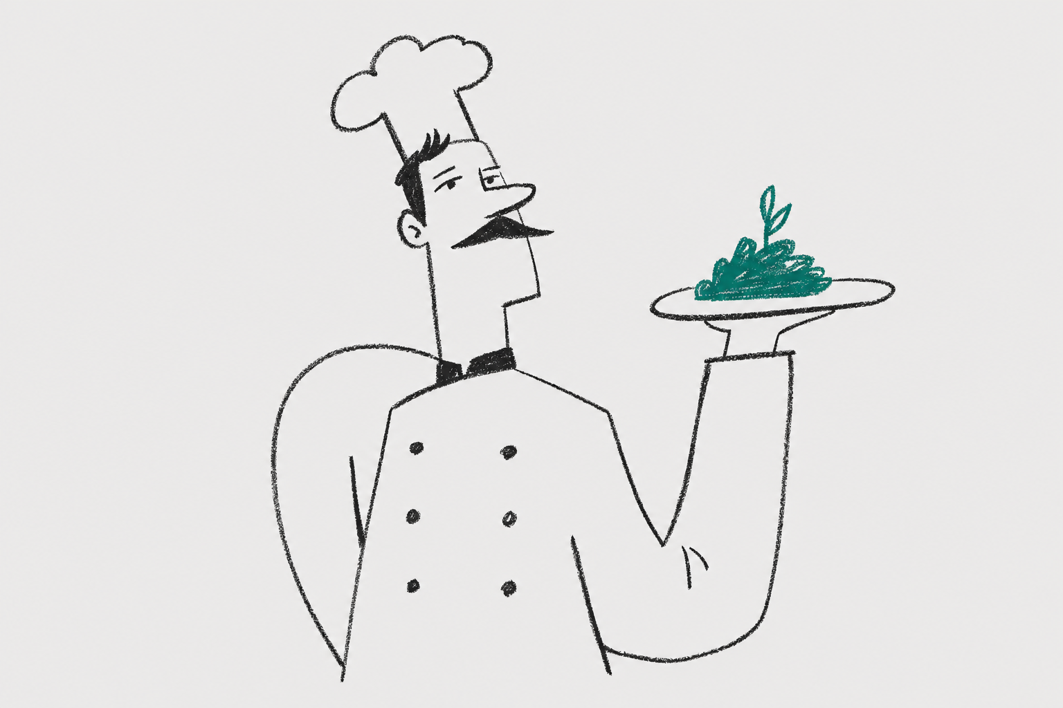 male chef holding a single plate