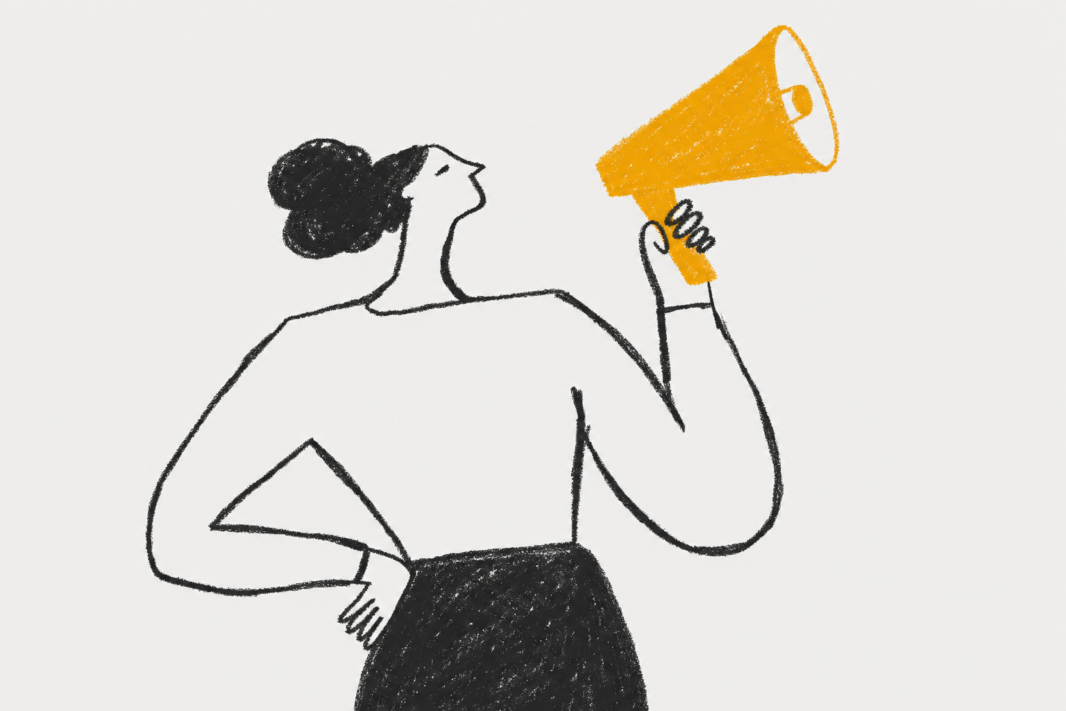 woman holding single megaphone