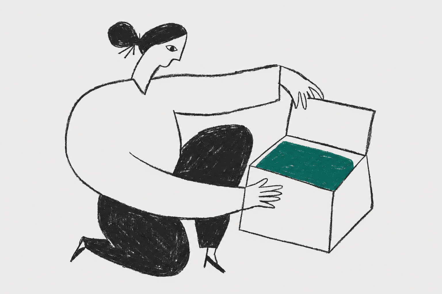 woman opening delivery box