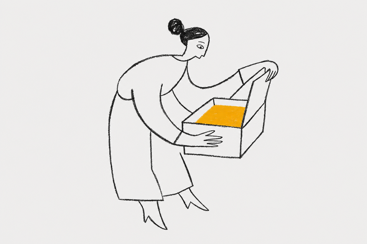 woman opening cardboard parcel box